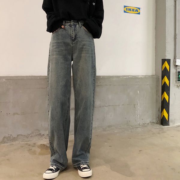 

sharezz wide leg jeans pants for women plus size 4xl blue straight loose streetwear high waist mom jeans trousers pants woman