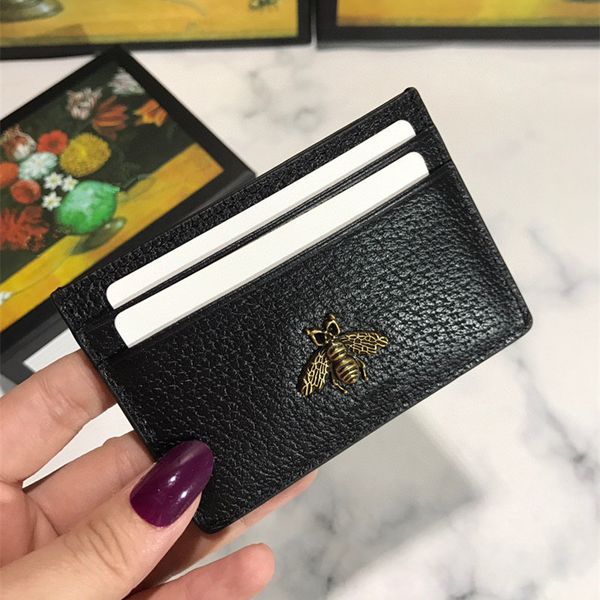 

european and american fashion mini wallet women's short leather simple bee korean cute folding cowhide wallet, Black;red