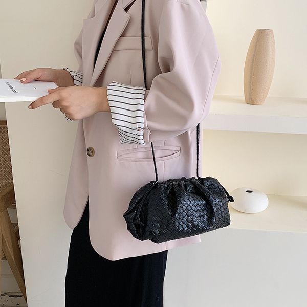 

pu leather woven cloud bag ladies fashion wild shoulder bag personality clutch designer crossbody bags