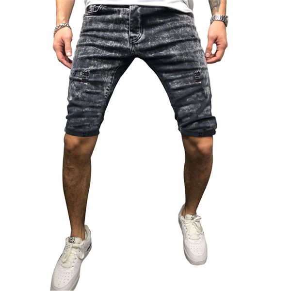 

simple mens denim shorts summer fashion hole short loose men designer luxury denim short middel waist, White;black