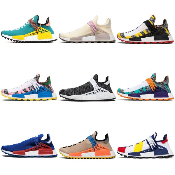 

human race mens running shoes pharrell williams black nerd hu human being black yellow cream sport men women trainer 36-45