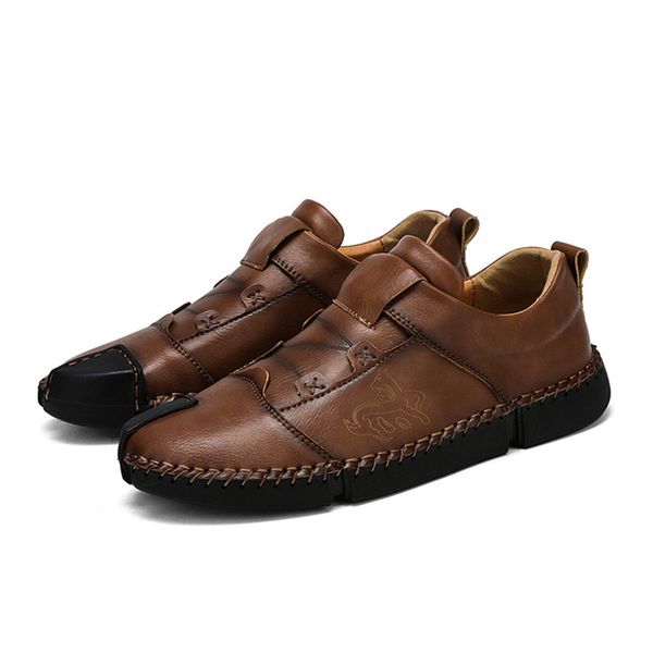 

2019 spring leather peas shoes men's wild large size soft bottom men's handmade casual shoes set foot a pedal lazy, Black