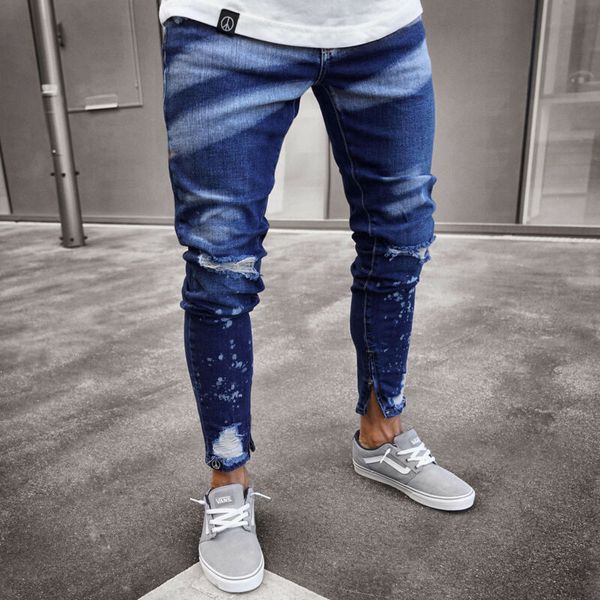 

new cotton jeans men denim trousers soft mens pants autumn jean fashion large big size, Blue