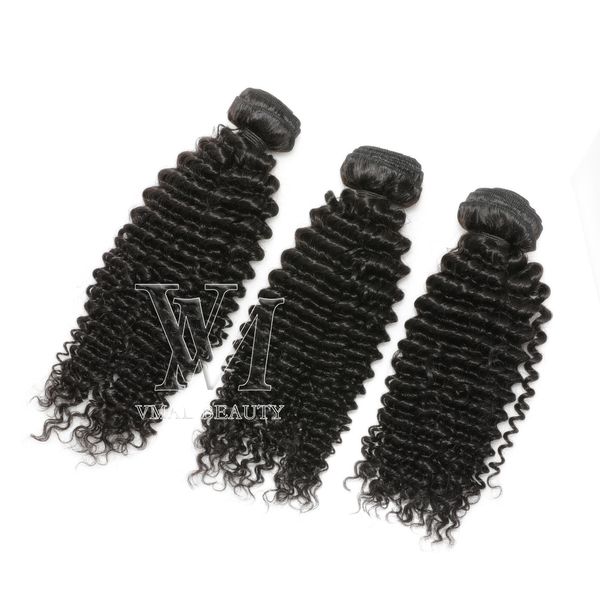 

vmae malaysian virgin hair kinky curly 3 bundles lot weave natural color remy extensions, Black