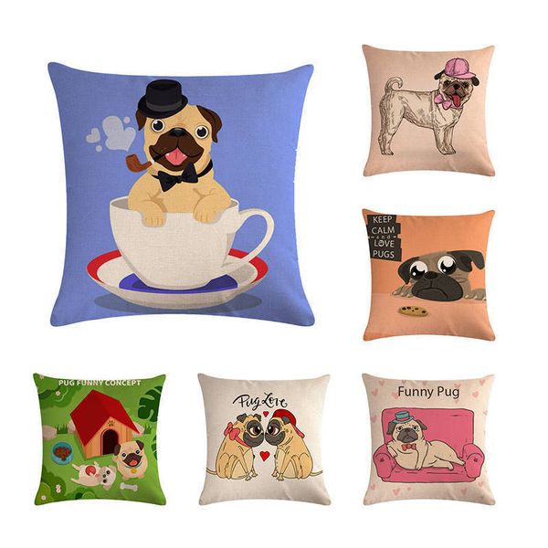 

подушка обложка мультфильм милый дом мопс собак pet наволочка белье площади наволочки подушки крышки zy320