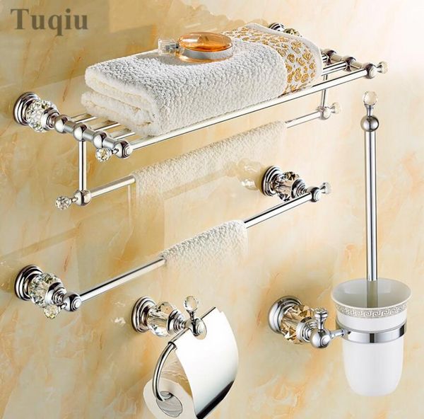 

clear crystal bathroom accessories sets silver polished chrome towel rack toilet brush holder solid brass bathroom hardware sets