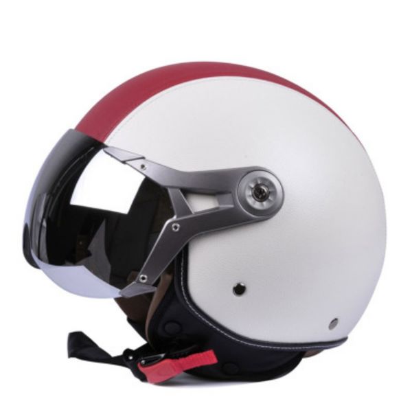 

2019 leather motorcycle goggles vintage half helmets motorcycle biker cruiser scooter touring helmet