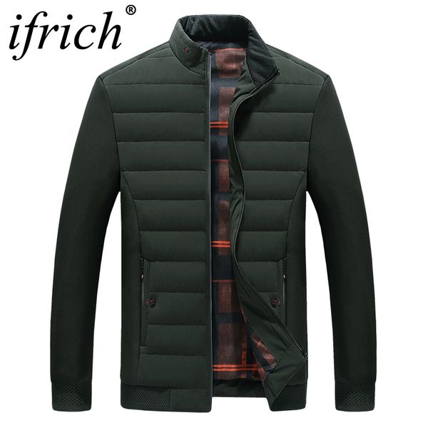 

brand fashion men cotton jacket thick mens winter jackets and coats size l-4xl new arrival casual slim dark blue mens clothes, Black