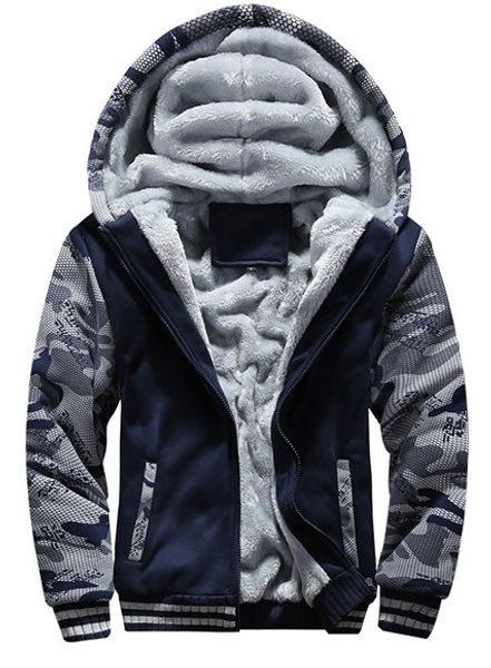 

men's clothing winter plus velvet camouflage protective clothes new men's hooded sportswear coats thicker size warm men's cas, Black;brown