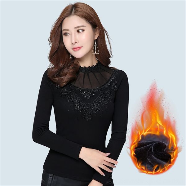 

winter half-high collar thermal plush thickened mesh base coat winter underwear half-high collar thermal underwear female plush thickened me, White