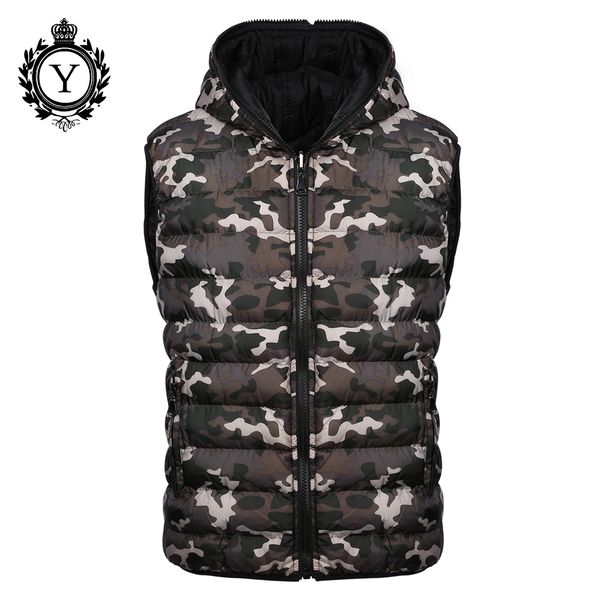 

coutudi 2017 new men's vest camouflage winter cotton sleeveless jackets reversible stylish jacket vest warm waterproof down coat, Black;white