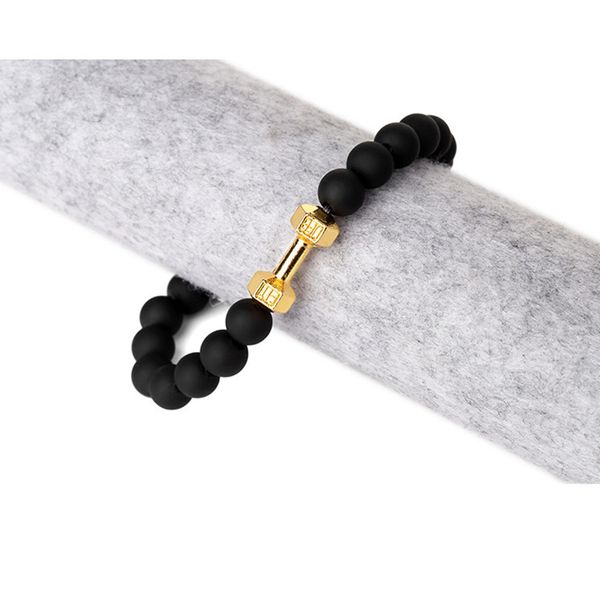 

fashion simple charm men women beaded bracelet stretch black bead jewelry diy handmade design dumbbell and anchor bracelets for men women