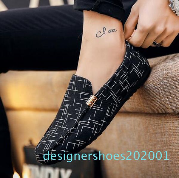 

men loafers men shoes casual shoes 2019 spring summer light canvas youth shoes men breathable fashion flat footwear d01, Black