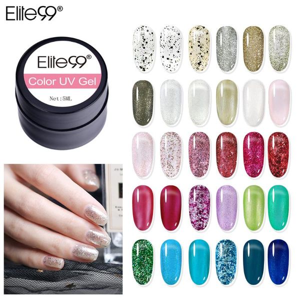 

elite99 5ml nail art painting gel varnish bling glitter gel nail polish pure color series long lasting hybrid manicure, Red;pink