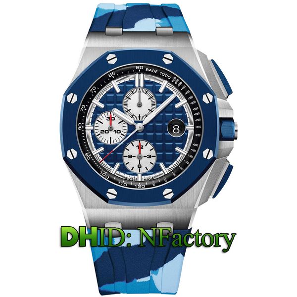 

4 styles relÃ³gio de luxo 26400so.oo.a335ca.01 316l stainless steel six-pin quartz movement chronograph navy blue rubber strap calendar a24, Slivery;brown