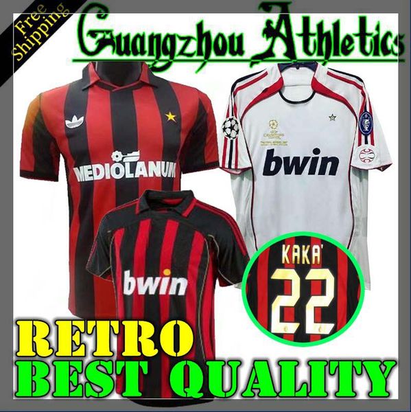 

90 91 ac milan retro jer ey home gullit ancelotti occer jer ey 1990 1991 maldini bare i van ba ten football ronaldo kaka inzaghi 2006 07, Black;yellow