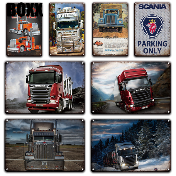 

shabby chic scania metal sign plaque vintage garage home decor retro truck poster tin signs living room farm wall decorative
