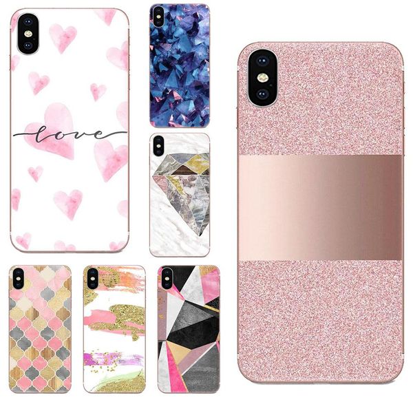 

custom pink gold marble diamonds patterned for huawei honor mate 7 7a 8 9 10 20 v8 v9 v10 v30 p40 g lite play mini pro p smart