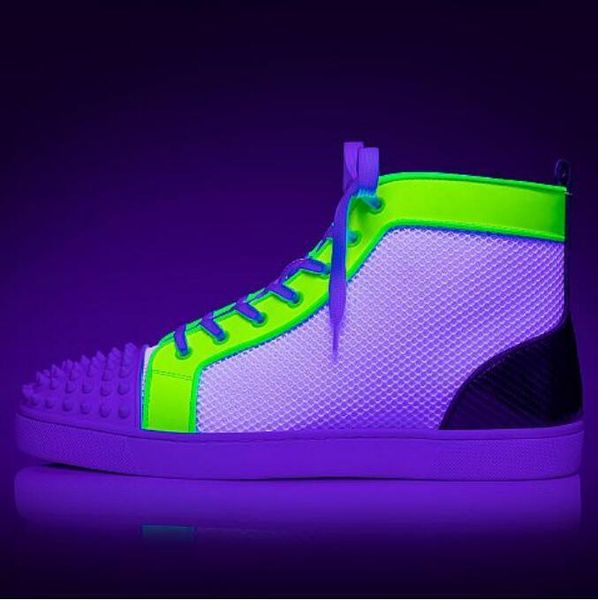 

designer brand studded spikes flats shoes red bottoms shoes luxury mens womens party lovers genuine leather sneakers size 02, Black