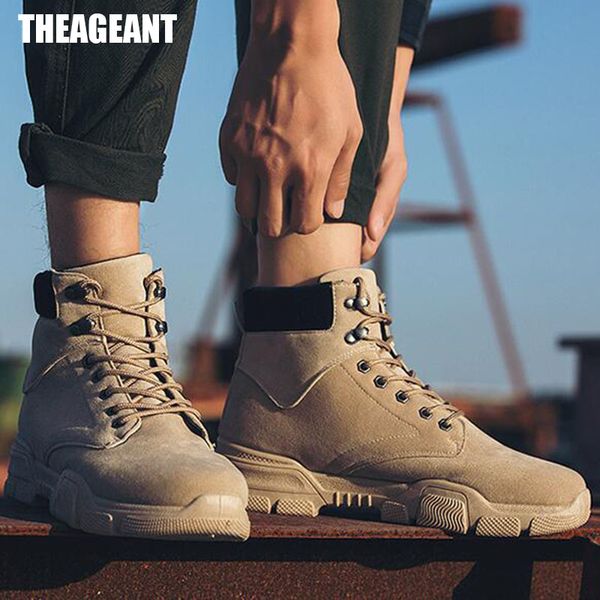 

theagrant 2019 fur winter men shoes warm short plush men boots high fashion work dress combat ankle boots for male mbs2006, Black