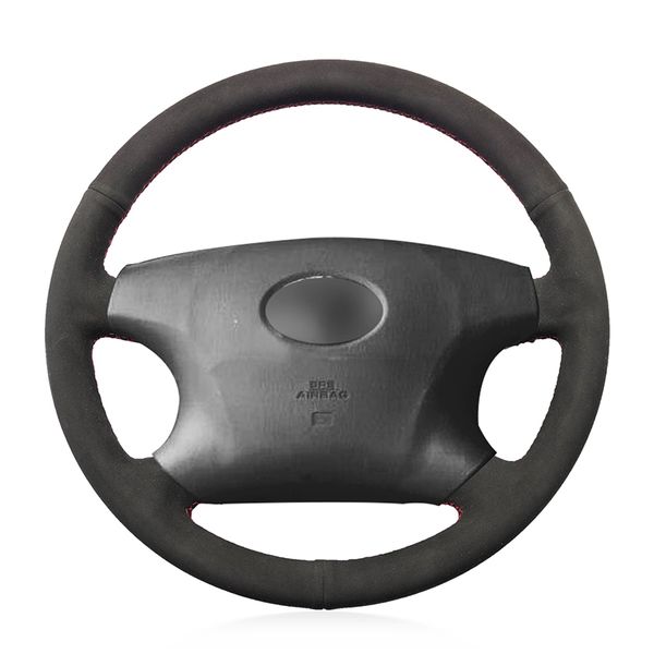

hand-stitched black suede car steering wheel cover for avalon 2002-2004 camry 2002-2004 highlander 2001-2003