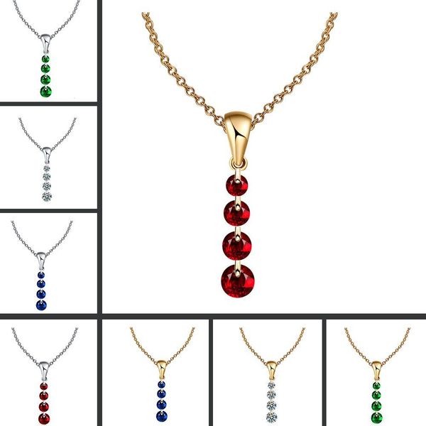 

8 colors fashion women silver color simple necklace gold color crystal beads pendants chain long necklace women collars