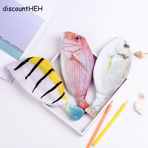 

creative kawaii korea style cloth pencils bags school supplies stationery pen box gift fish shape pencil case