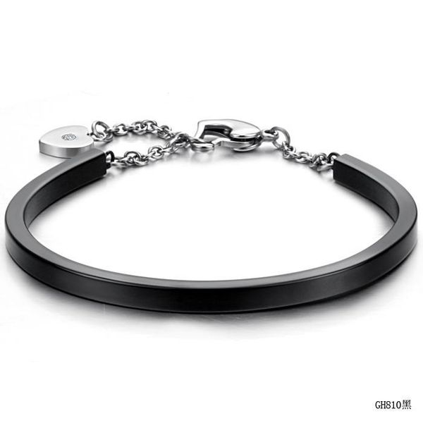 

2017 новое прибытие женщины элегантный браслет из нержавеющей стали 3 цвета мода ювелирные изделия замок женский браслет гравировка gh810, Black