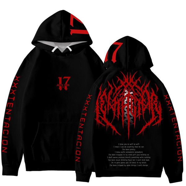 

американский рэппер xxxtentacion black hoodies 19ss новая весна негабаритные месть любовь пуловеры кофты