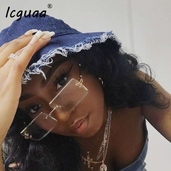 

мода красочные без оправы прямоугольник солнцезащитные очки женщины мужчины оттенки 2020 alloysun очки uv400, White;black