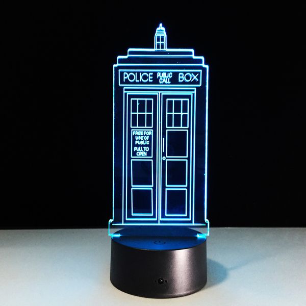 

1piece 7 colors change lamp police box 3d lamp acrylic led usb table lamp tardis lights multi-colored bulbing light