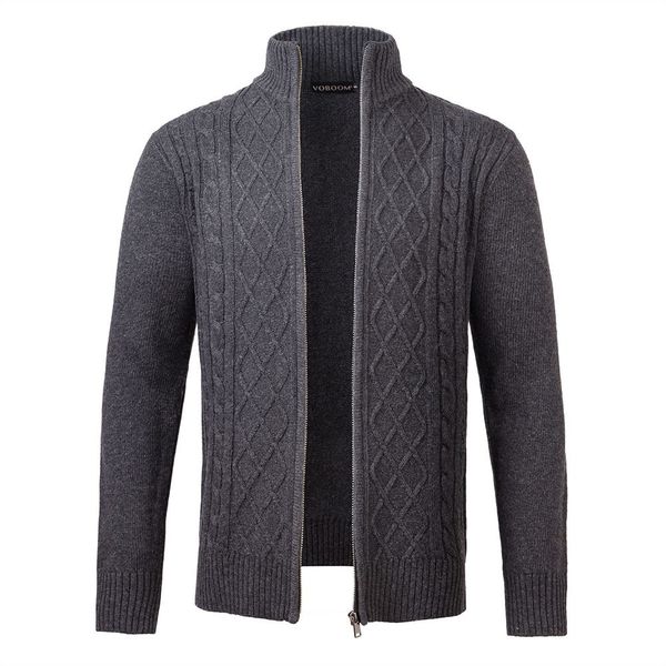 

voboom gray sweater coat men woolen blend autumn winter new casual zipper knitted slim fitted long sleeve sweaters jacket 100, White;black