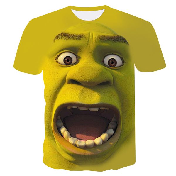 

shrek shirt 3d funny casual t-shirt men's hip hop round neck short sleeve summer street fashion cool t-shirt men's wear, White;black