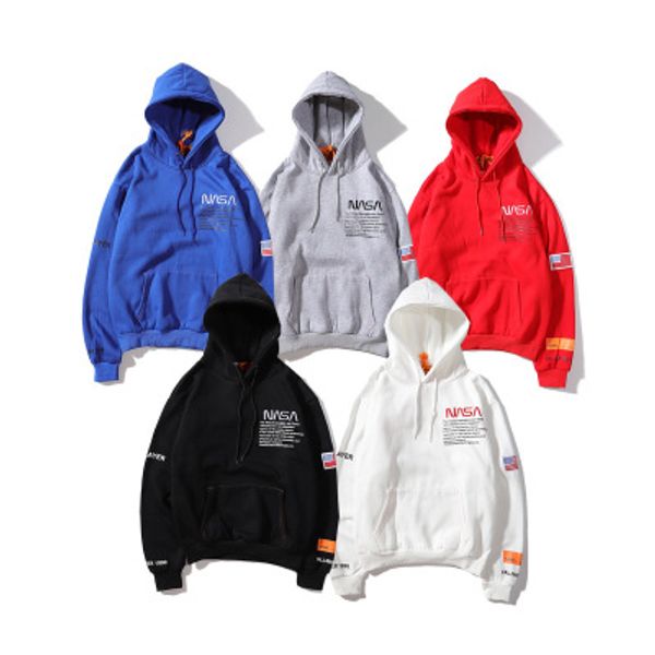 

heron preston x nasa joint name european american brand men and women couple sweater designer fashion men's winter cotton hooded sweats, Black