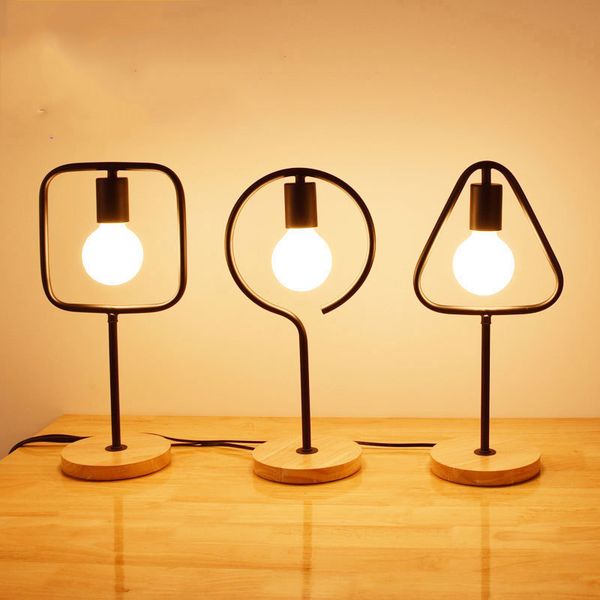 2019 Geometry Simple Mordern E27 Table Lamp Wood Stand Square Circular Triangle Led Desk Light Le15 From Ledleader 41 85 Dhgate Com