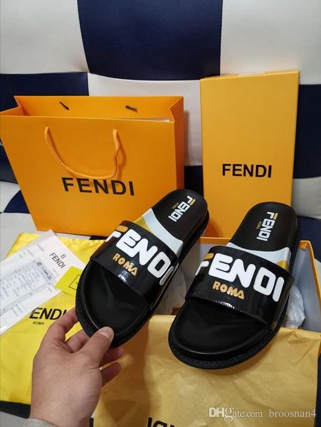 

Luxury fend men women leather letter lipper rubber out ole babouche flamingo perfect flat plain andal