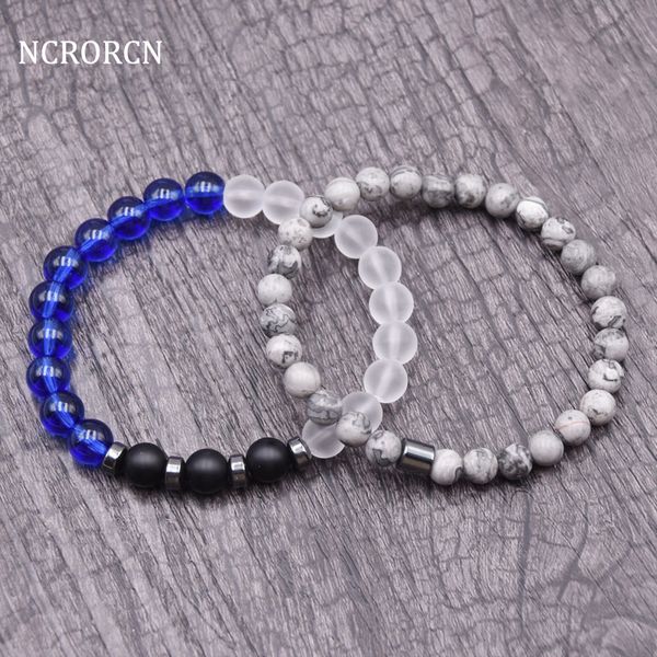 

new design 2pc/sets natural stone bracelet men charms bracelets for women men jewelry viking bijoux, Black