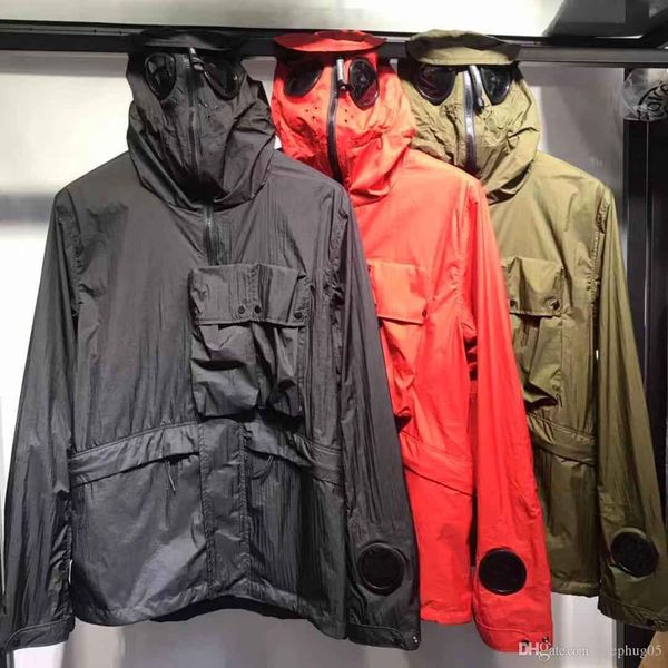 

19ss classic new men's and women's hoodie trench coat, ad&cp with black goggles, three colors, m-xxl450, Black;brown