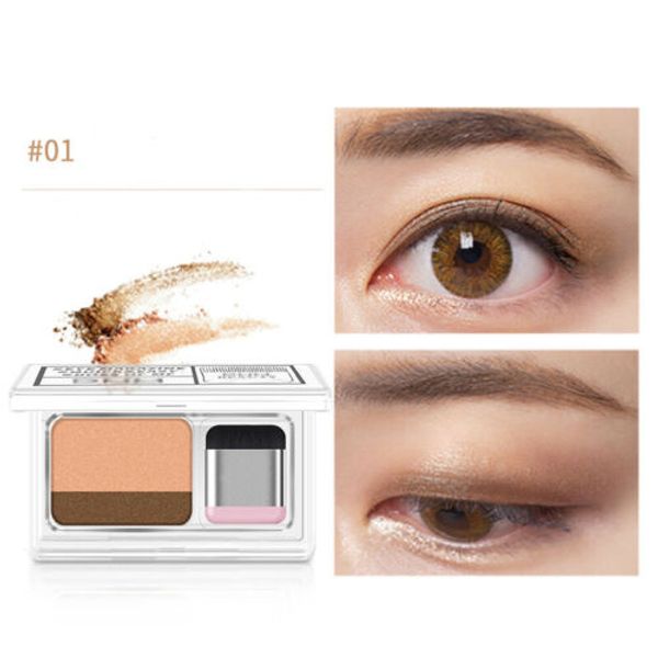 

3 seconds eyeshadow women girls double layers two layers coloured gradation cosmetic with brush funny lightweight