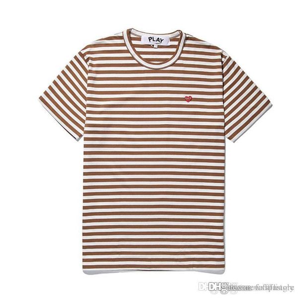 

2018 holiday heart emoji play men women c032 brown com des play garcons cdg heart striped tee short sleeve t-shirts, White