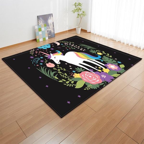 

fashion design luxury carpet unicorn polyester nordic fresh style floor mat cute print decorative large rug coffee table rug
