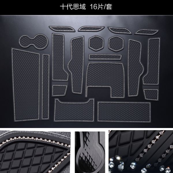 

gate slot pad interior pvc rubber door pad/cup mat for honda civic 10th non-slip mats 16pcs