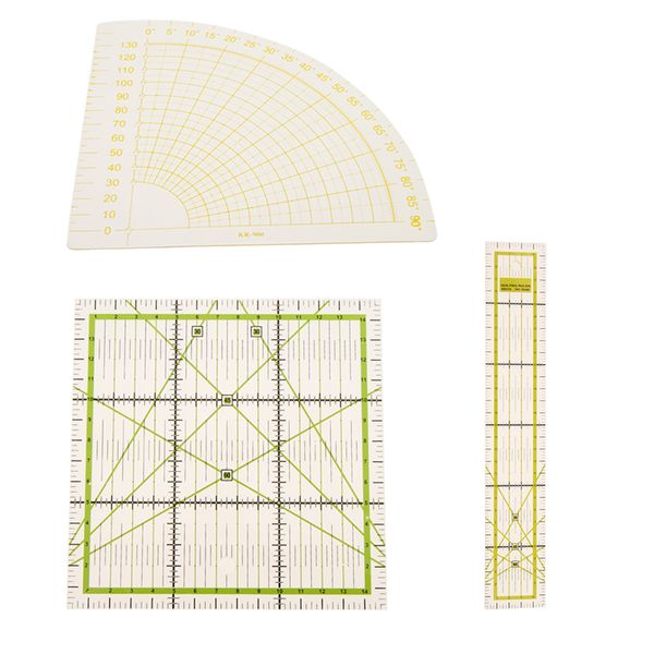 

3 pieces rectangle square sector quilt quilting ruler patchwork diy sewing ruler, Black