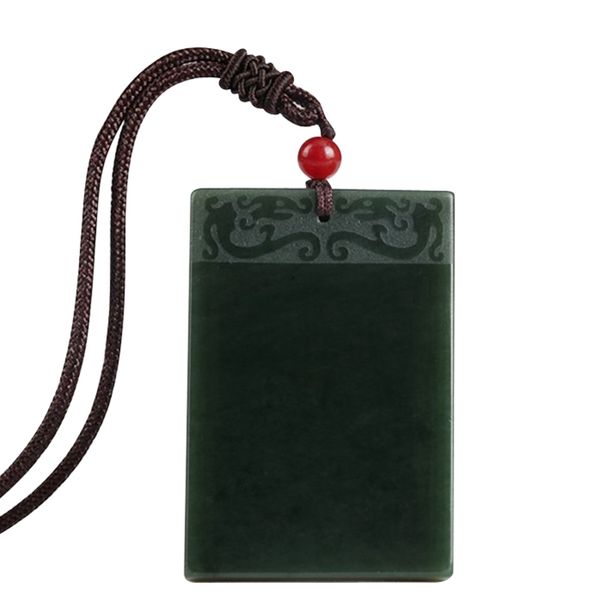 

natural hetian jade pendant qingyu square talisman magical magic pendant necklace men amulet necklace jade jewelry, Silver