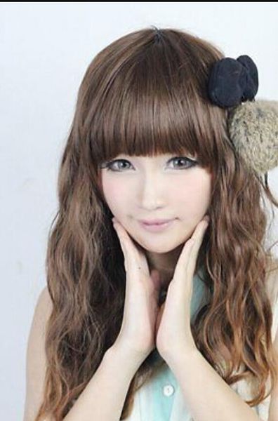 Wig Hot Anime Color Mixed Color Wavy Curly Hair Girl Lolita