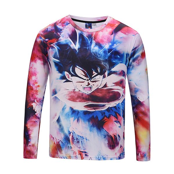 

мужская дизайнерская dragon ball 3d трехмерная мышечная футболка с длинным рукавом эластичная фитнес-тонкая одежда с круглым вырезом, White;black