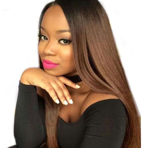 

ombre color lace front human hair wigs with baby hair straight brazilian remy hair wigs pre plucked hairline full lace wig, Black