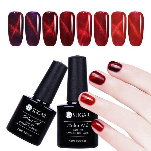 UR SUGAR Vinho Vermelho Cat Eye Gel 3D Chama Magnética Glitter Gel Polonês Nail Art Verniz 7.5 ml Manicure Soak Off laca DIY