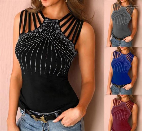 

design sleeveless fashion drilling new casual women designer clothing women summer clothes tshirts ribbon, White