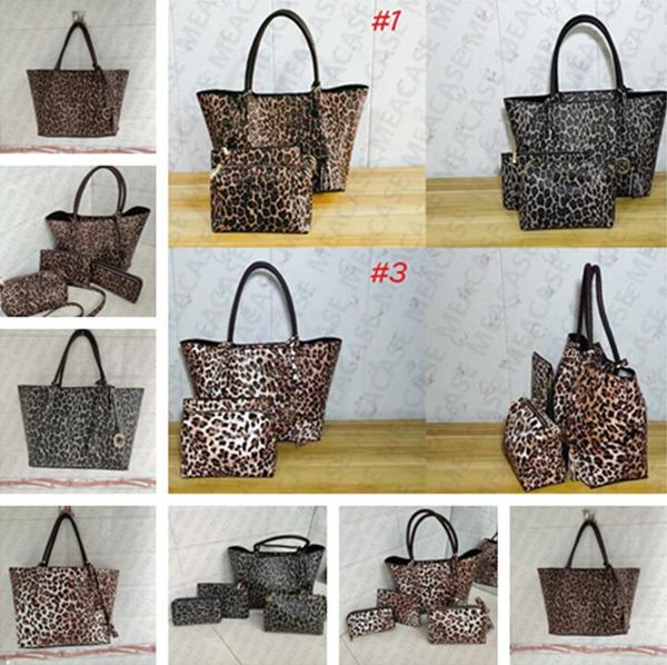 

women brand letters handbag totes wallet purse crossbody bag 4pcs/pack pu leopard print shoulder bags hand bag wristlets wallets pouch d7308, White